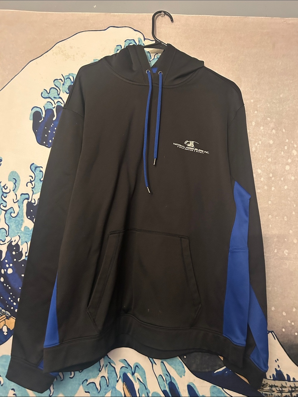 Sport-Tek Black Hoodie with Royal Blue Contrast Panels